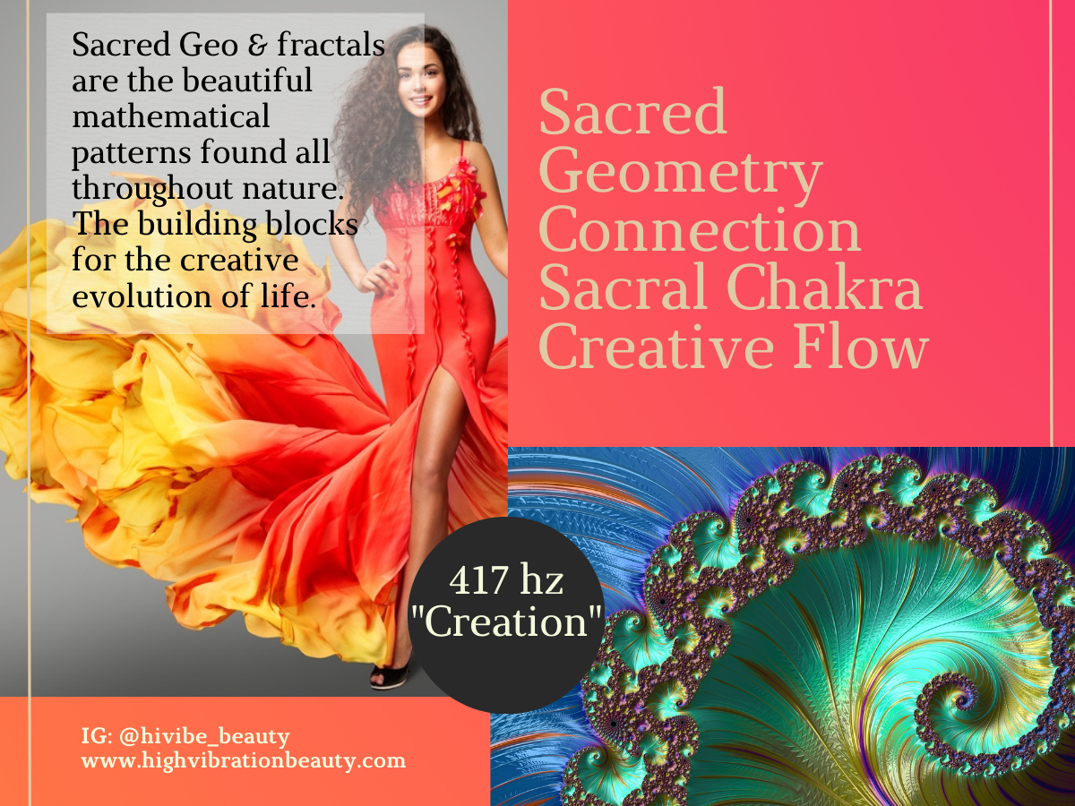 This image displays that this high vibe skincare set is all about tapping into creative life force energy. Infused with Ruby gemstone, Citrus Lily & Egyptian Marigold. This set is tuned to 417 HZ, the frequency harmonic creative intelligence in the universe.